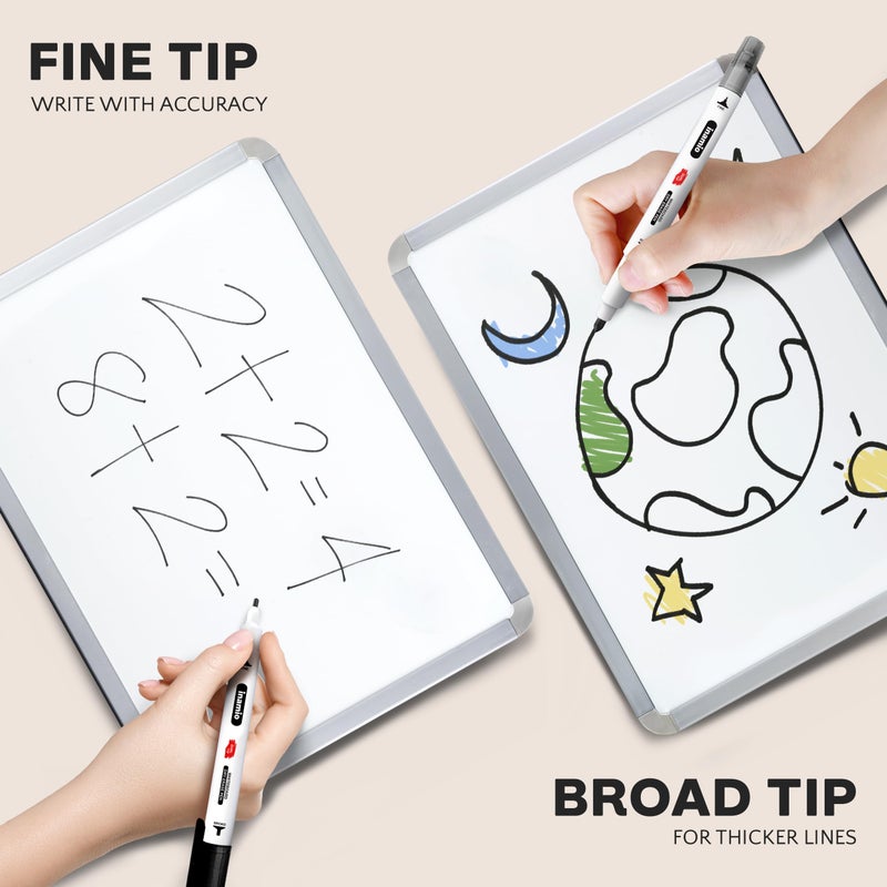 inamio Dry Erase Markers for Whiteboard â€“ Ultra Fine Tip White Board Markers â€“ Dual Tip, Pastel Colors - Fine Point Erasable Markers - 12 Set - Image 4